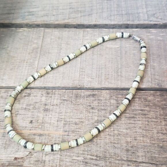 BEADED Wood & Stone Beach-Style Necklace - Picture 4 of 6